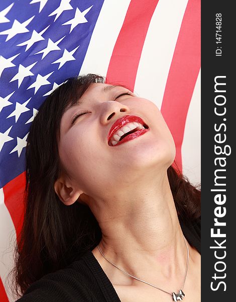 Young Lady With USA Flag