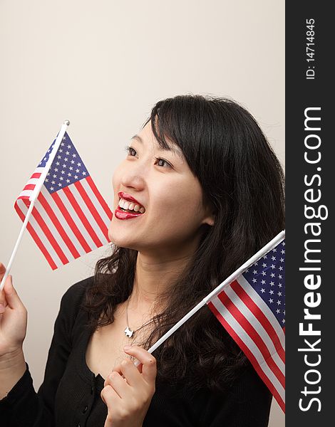 Young lady with USA flag