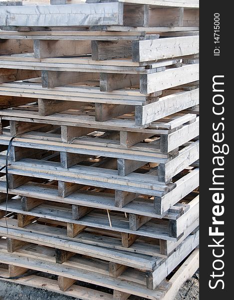 Stacked weathered pallets