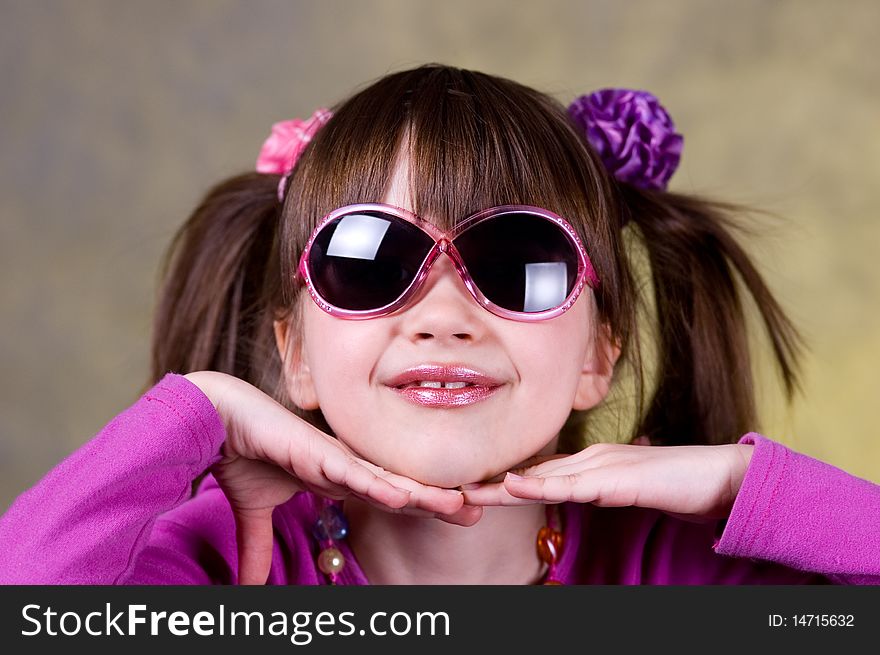 Portrait of young happy girl with glases. Portrait of young happy girl with glases
