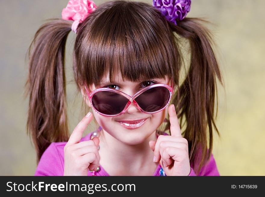 Portrait of young happy girl with glases. Portrait of young happy girl with glases