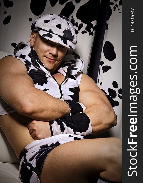 Sexy Funny Guy In A Dalmatians Suit