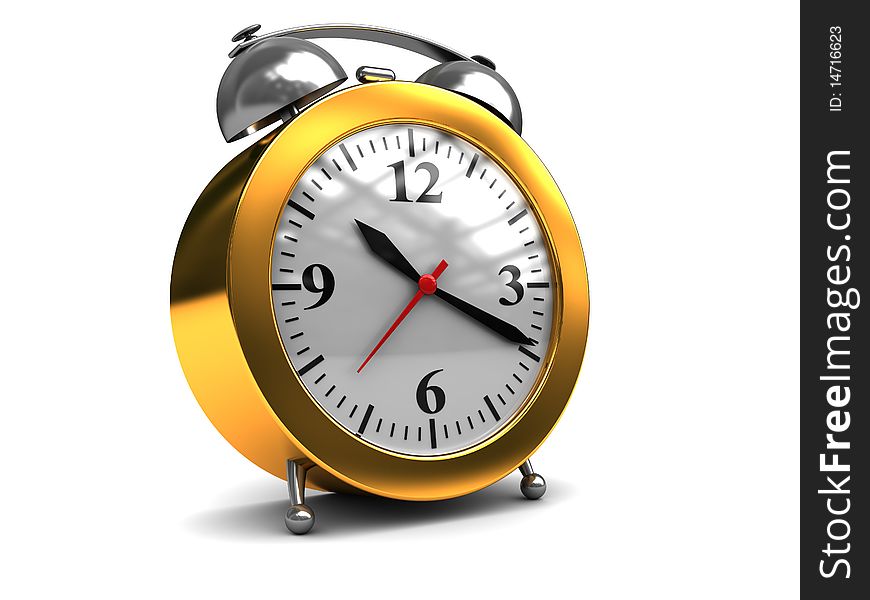 3d illustration of generic alarm clock over white background