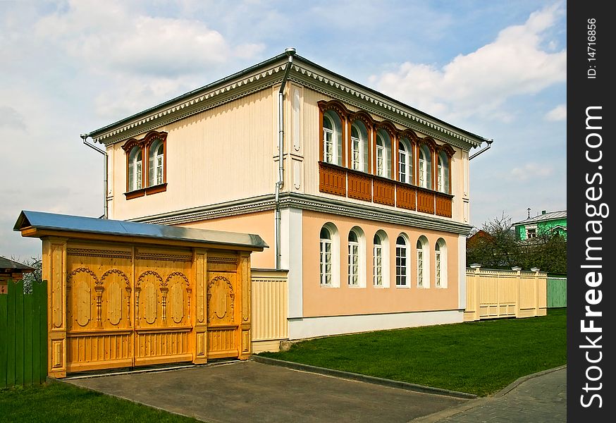 The beautiful house and wooden gates, Russia