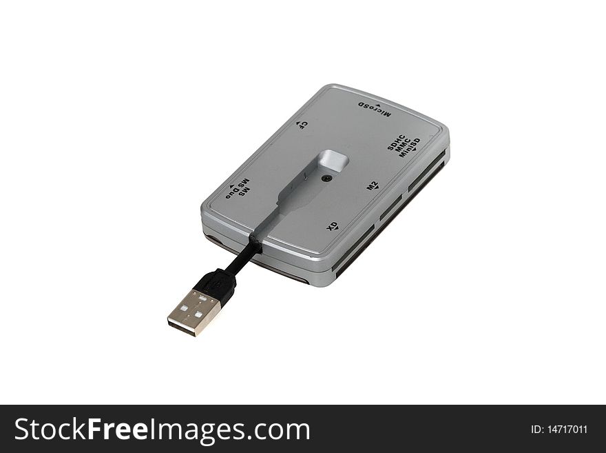 Card reader is isolated on a white background