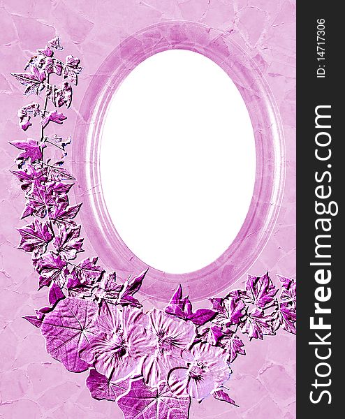 Pink frame with styled floral decoration, background for your text or picture. Pink frame with styled floral decoration, background for your text or picture