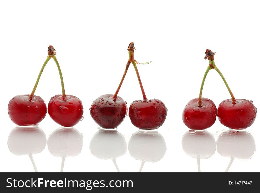 Cherry on a white background