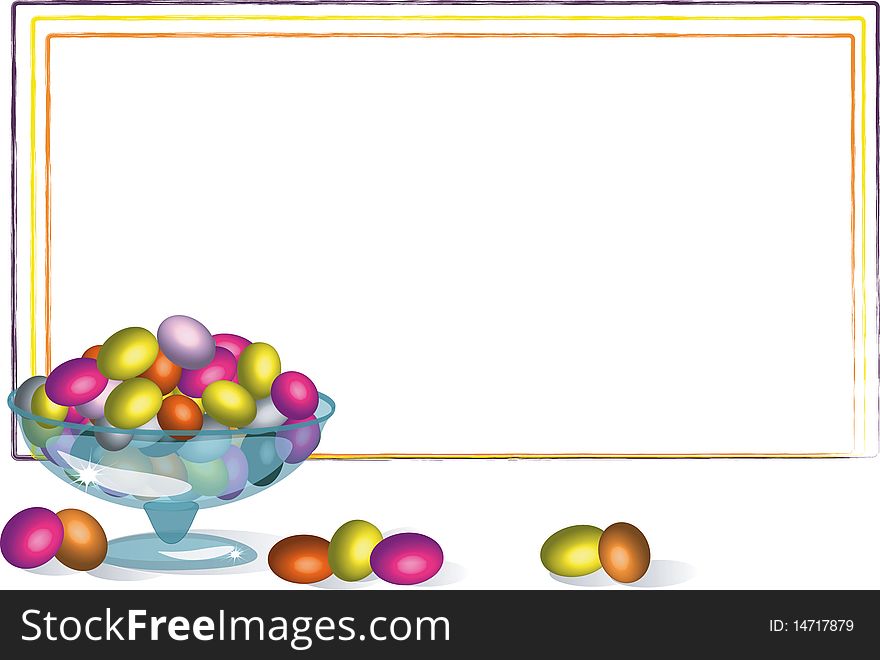 Glass vase with varicolored ester eggs. Glass vase with varicolored ester eggs.