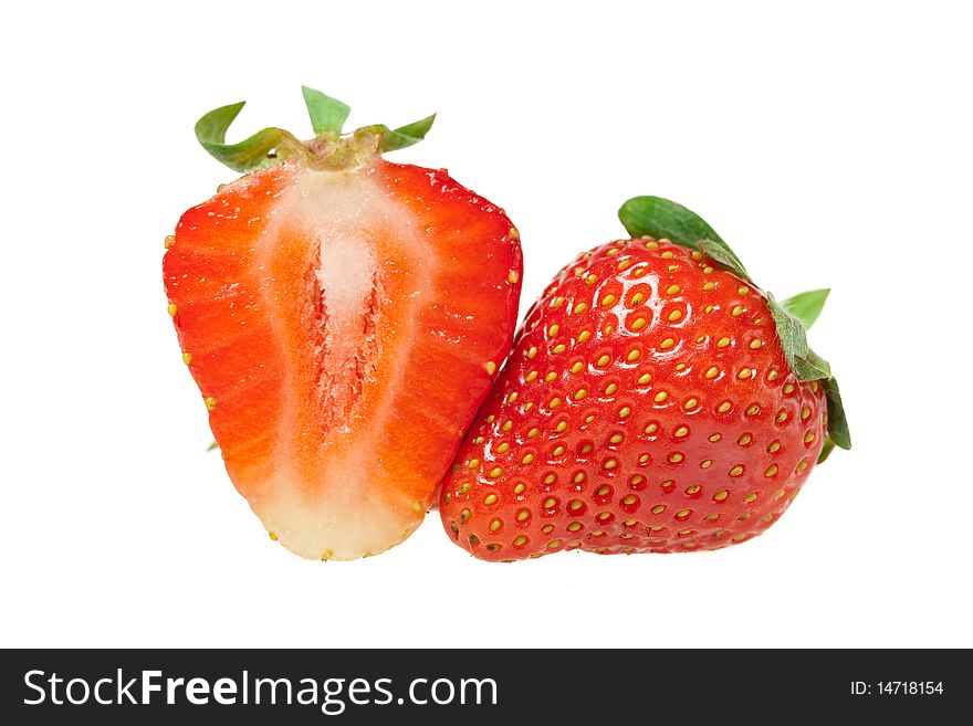 Strawberries in cut on white background