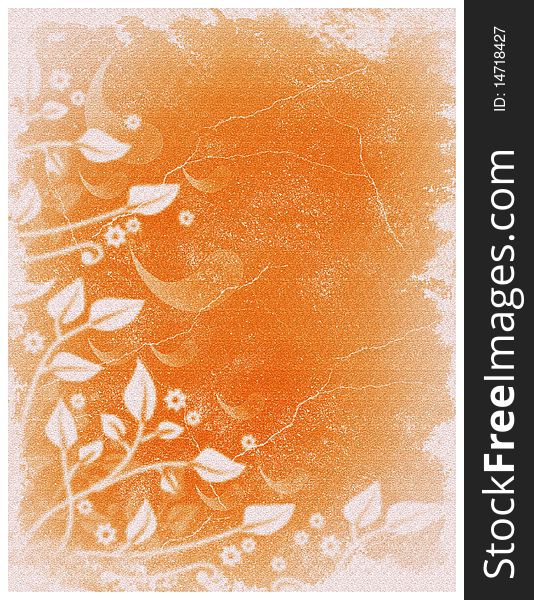 A beautiful invitation card in orange and white with flowers background