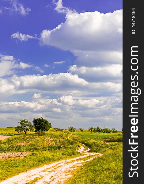 Sunny landscape in Southern Poland