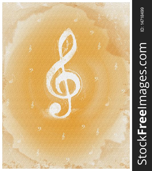 Illustration of invitation card with violin key  and music notes