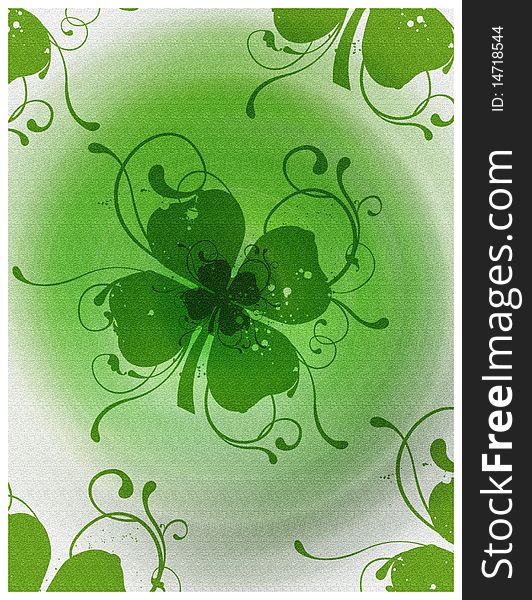 Illustration of invitation card with shamrock background