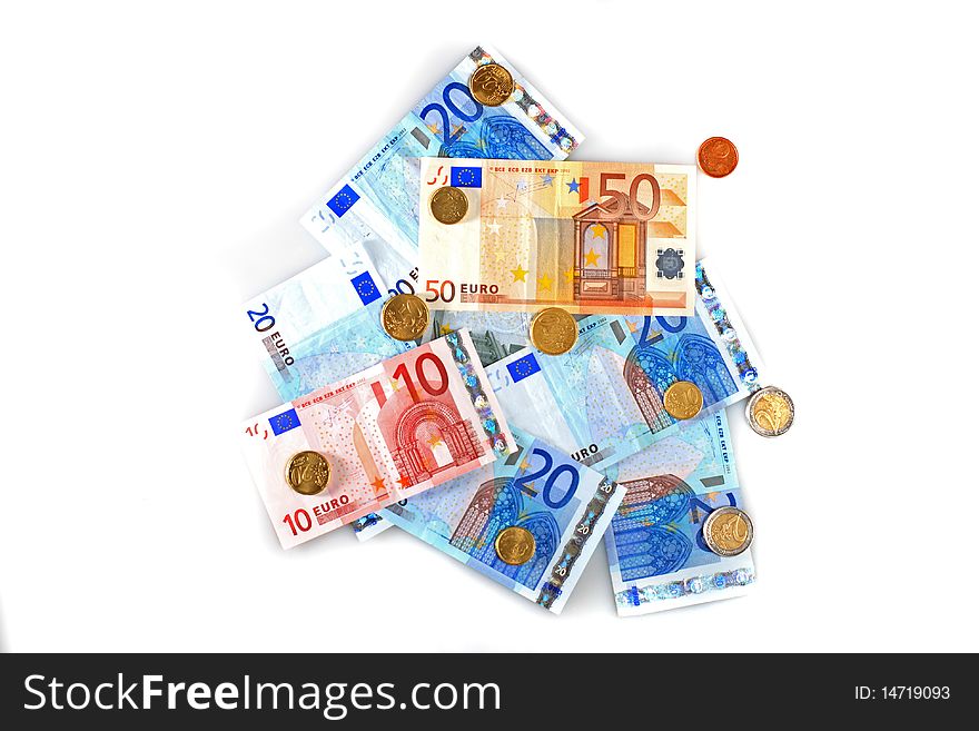 Euro money isolated over white. Financial concept. Euro money isolated over white. Financial concept.