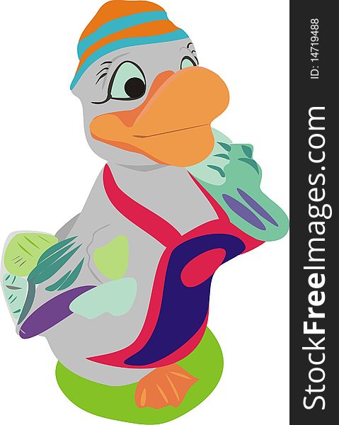 Economic duck, bird from a farm. A vector illustration