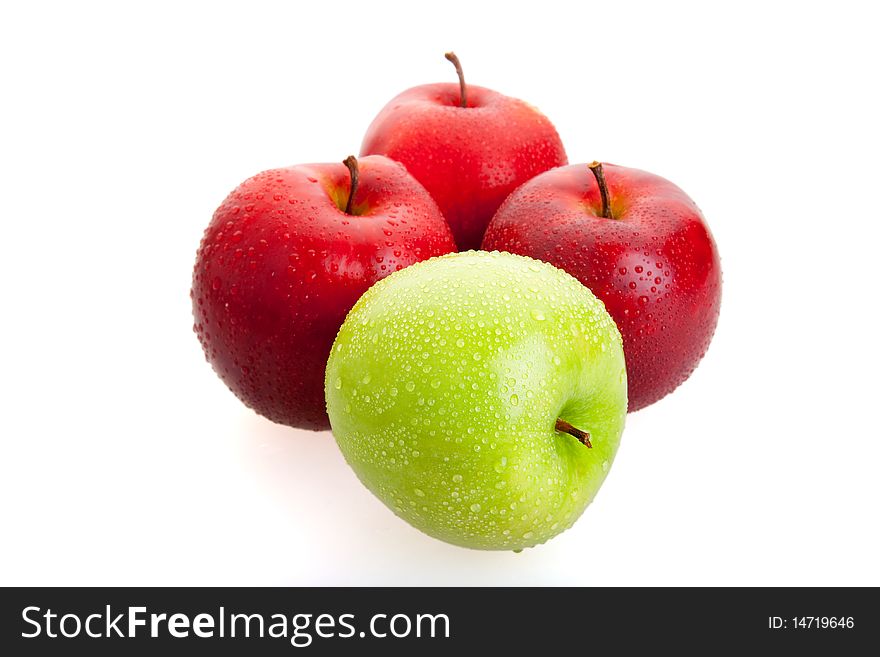 Big red and green juicy sweet apples with water drops (at 10Mps). Big red and green juicy sweet apples with water drops (at 10Mps)