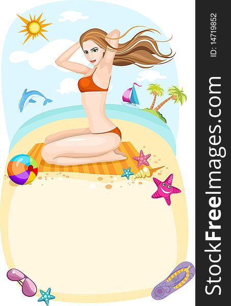 vector Illustration of a beach card