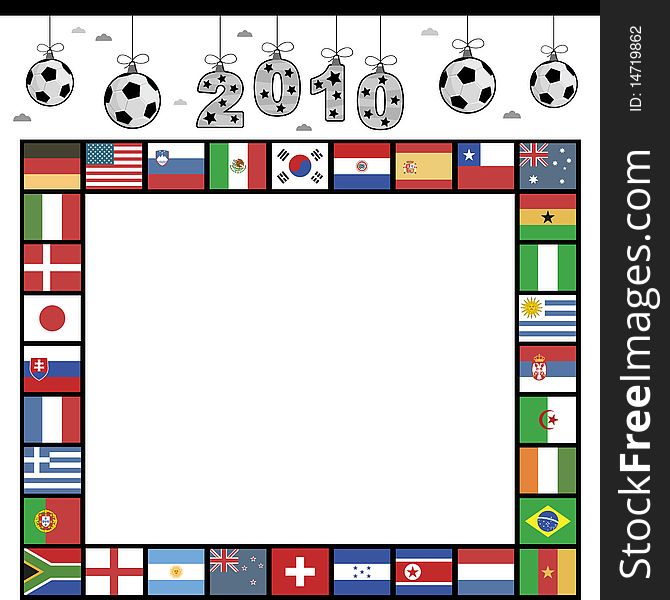 Football flag frame with decorations and copy space