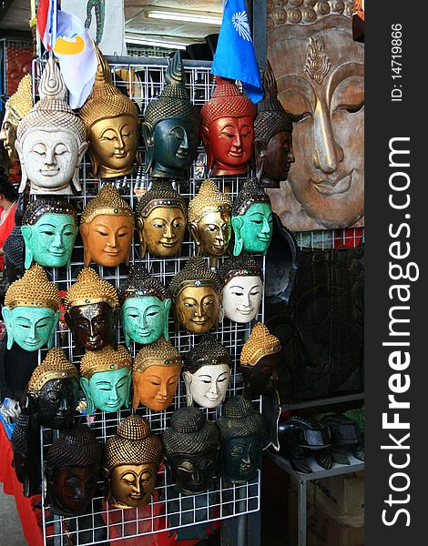 Souvenirs of wooden mask in Thailand. Souvenirs of wooden mask in Thailand
