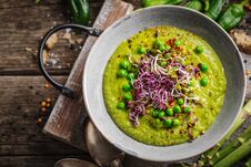 Healthy Green Pea Soup Served In Bowl Stock Photography Healthy Green Pea Soup Served In Bowl Stock Photography