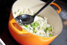 Onion In A Stew Pan Royalty Free Stock Images Onion In A Stew Pan Royalty Free Stock Images