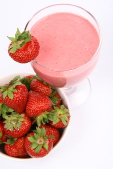 Strawberries And Strawberry Shake Royalty Free Stock Image Strawberries And Strawberry Shake Royalty Free Stock Image