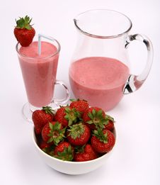 Strawberries And Strawberry Shake Royalty Free Stock Image