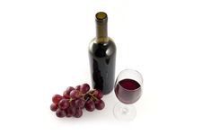 Wine Bottle, Grapes And Glass Stock Images