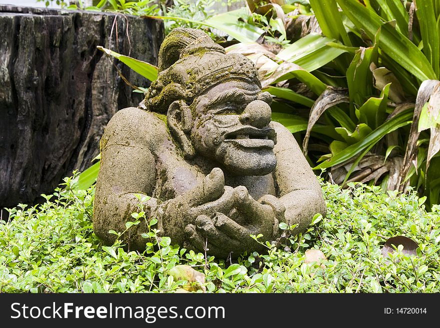 Old mythical statue of a warrior in Thailand. Old mythical statue of a warrior in Thailand