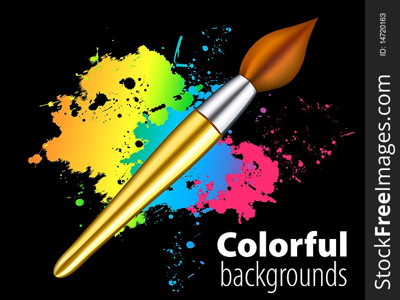 Vector brush on color background