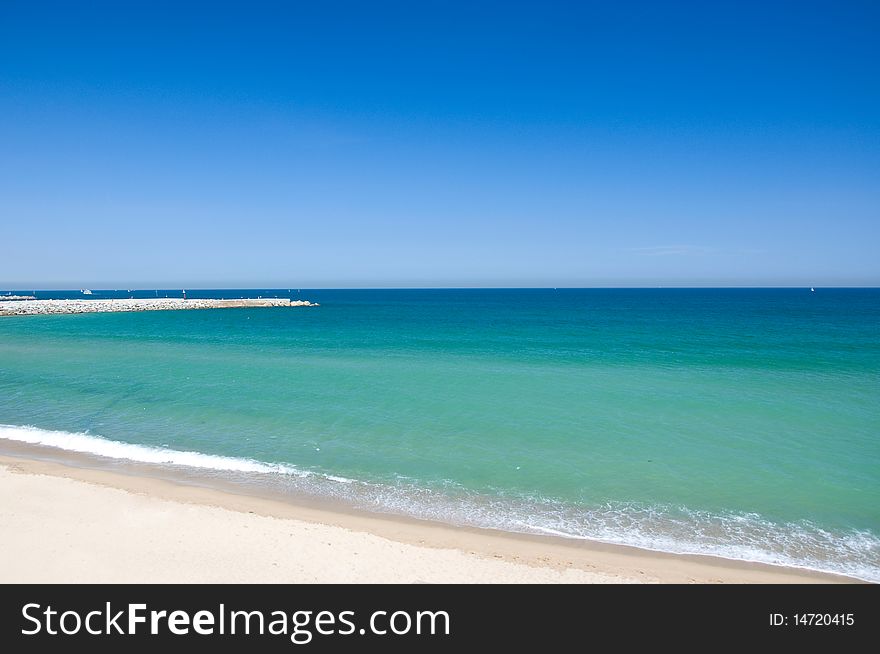 Spain coast of Mediterranean sea in Barcelona