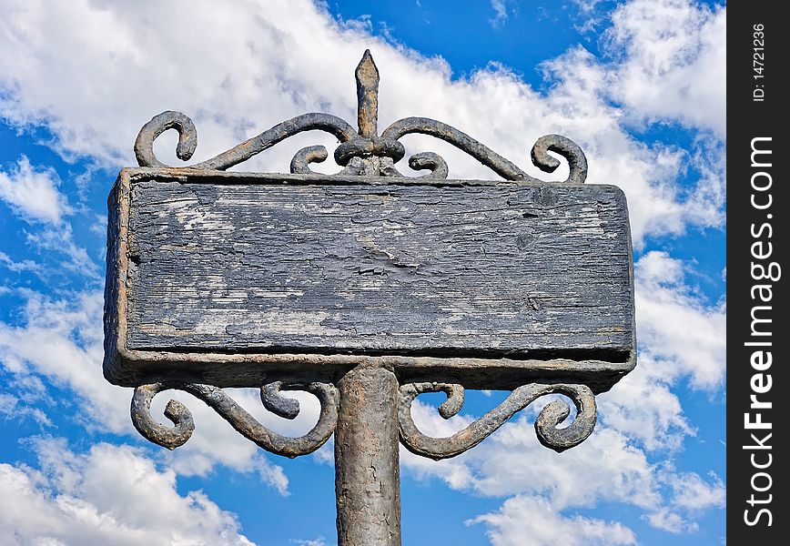 Empty old banner with sky on background