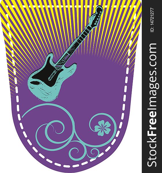 Coat of arms with guitar graphic design. Coat of arms with guitar graphic design