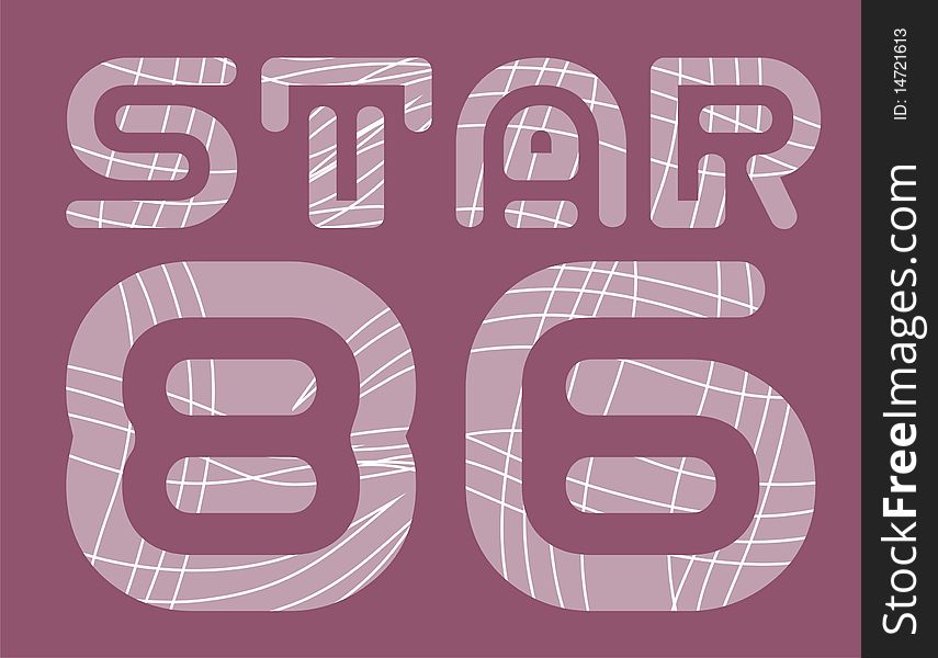 86 text figures and stars of the T-shirt graphic design. 86 text figures and stars of the T-shirt graphic design