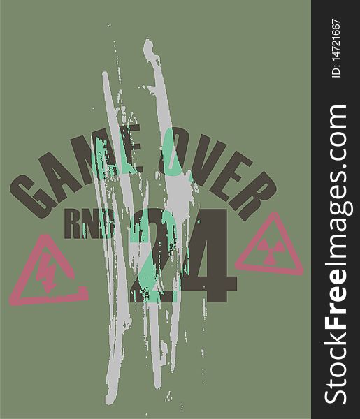 Game Over T-shirt with writing brush painting and graphic design