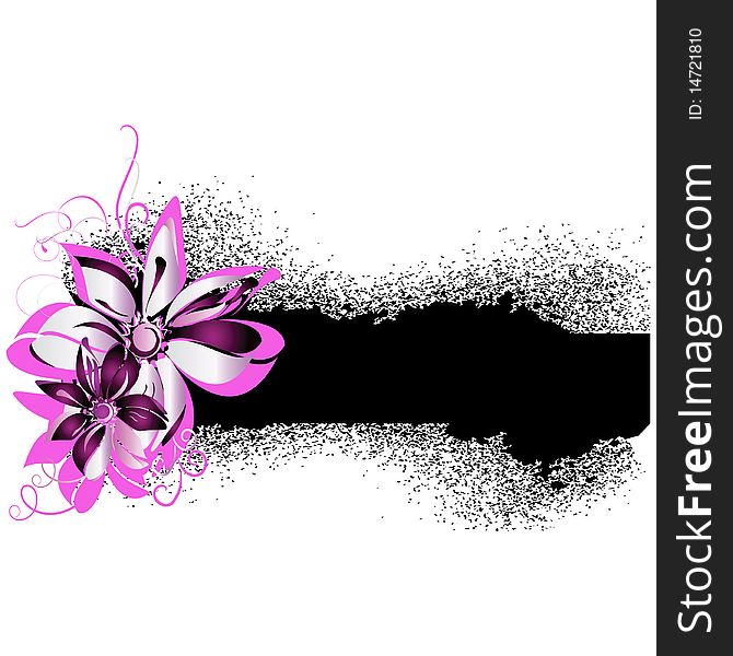 Grunge a banner with flower elements. Vector