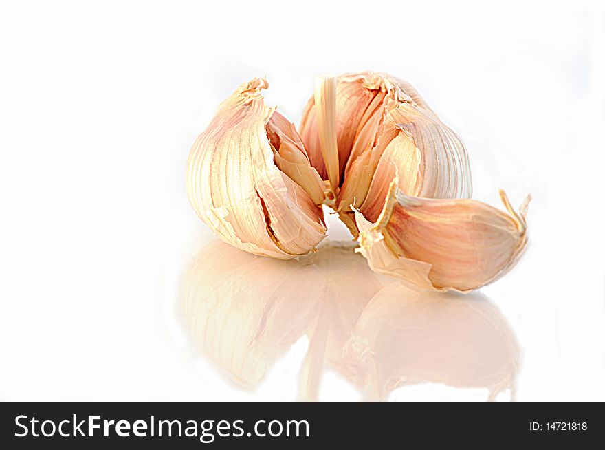 Head of garlic on isolated white background