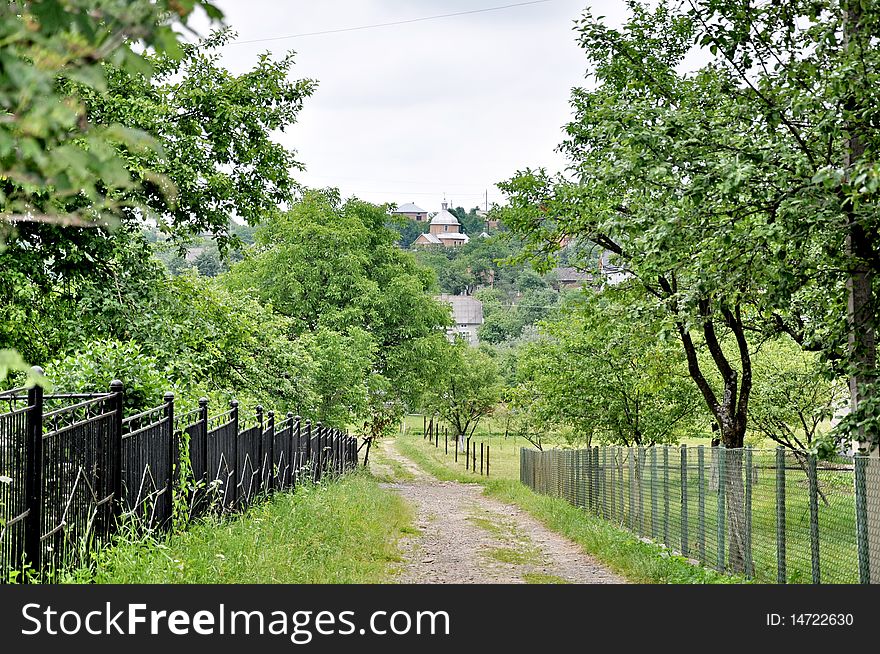 Ukrainian village in summer day.