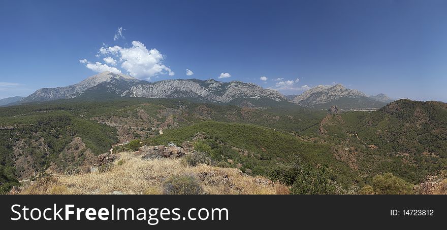 Panoramic view of the Tahtali mountain. Panoramic view of the Tahtali mountain
