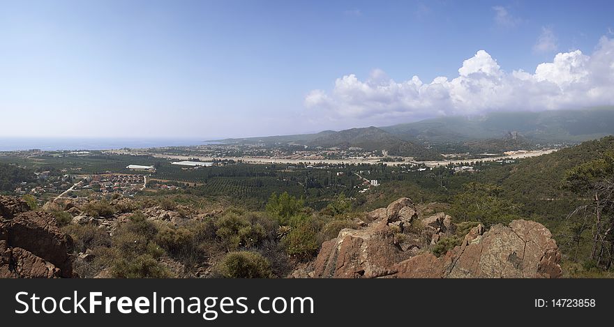 Panoramic view on the seacost from the mountain, Chamuva, Turkey