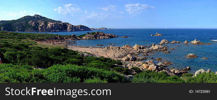 Coast in Sardinia with beautiful sea