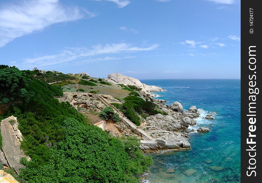 Coast in Sardinia with beautiful sea