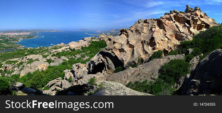 Coast in Sardinia with beautiful sea