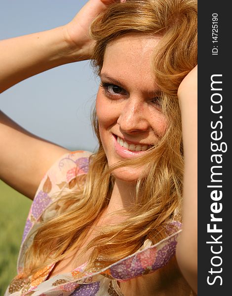 Sexy Girl In A Wheat Field