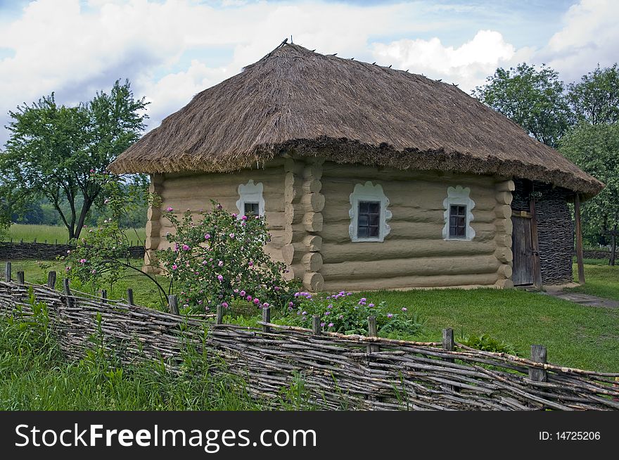 Ukraine. Outdoor museum of historic architecture and household. Old wooden house. Ukraine. Outdoor museum of historic architecture and household. Old wooden house.