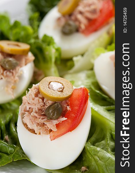 Salad Of Letuce Egg Tuna And Olive