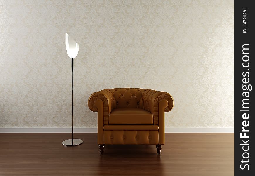 Lamp near a comfortable chair. Lamp near a comfortable chair