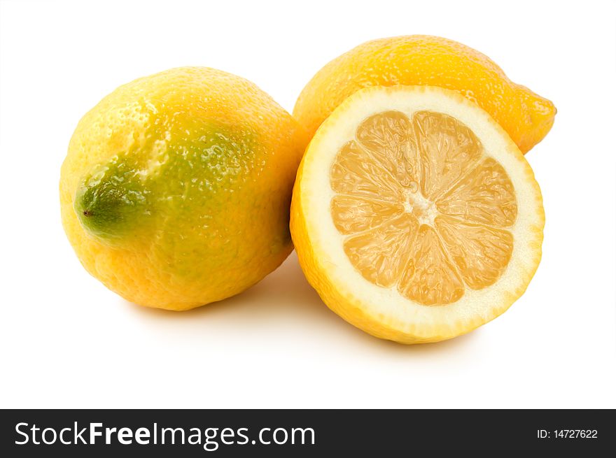 Three lemons isolated on a white background. Three lemons isolated on a white background