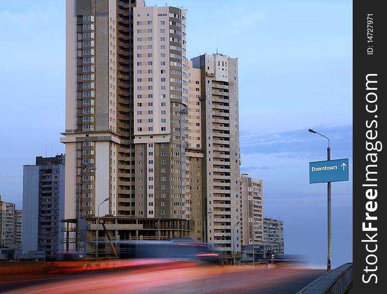 Building estate in microdistrict of Kyiv at evening time. Building estate in microdistrict of Kyiv at evening time