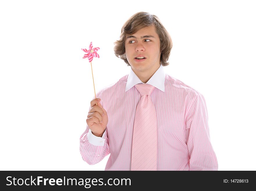 Teenager in suit with ties with weather vane